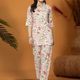 Moda Rapido Shirt Collar Floral Printed Shirt with Trousers Co-Ords-31