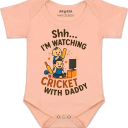arvesa Shh I'm Watching Cricket With Daddy Printed Romper-picture-29