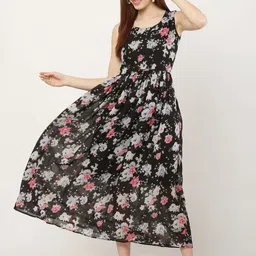 Mast & Harbour Floral Printed Fit and Flare Midi Dress-image-5