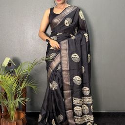 HERE&NOW Warli Zari Pure Silk Ready to Wear Jamdani Saree-5