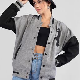 CHKOKKO Women Woollen Running Varsity Jacket-image-24
