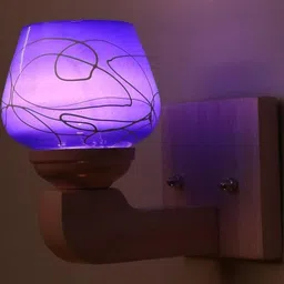 Somil Premium Designer Glass Wall / Night Lamp Elegant & Stylish Dcor Accent for Modern Interiors, Color- Blue, White, Size:- 19.5 X 24.5 X 18 CM-image-80