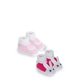 Neska Moda 12 To 18 Month NonSlip Set of 2 Pair Toddler Baby Unisex Soft Cotton Rabbit Face Booties (Toe to Heel Length - 13 cm, Rani, Baby Pink)-image-55