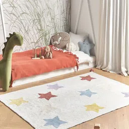 THEGASBH White Traditional Hand-Tufted Cotton Carpet-51