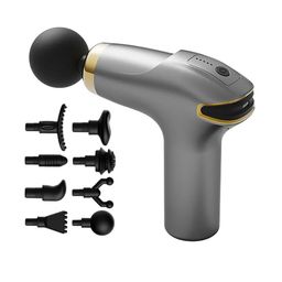 TENS Massage Gun Vibration With 8 Massage Attachments For Full Body - Grey-10