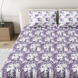 MAFATLAL Purple Floral Printed Pure Cotton 186 TC King Bedsheet Set 2.74 m x 2.74 m-image-45