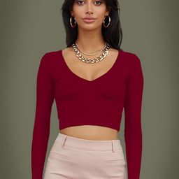 Dream Beauty Fashion Women V-Neck Fitted Crop Top-image-48