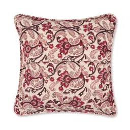Fabindia Red & Beige Standalone Floral Printed Cotton Square Cushion Cover-4