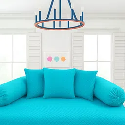 Bajo's 6-Pcs Turquoise Blue Quilted DiwanSet-image-9