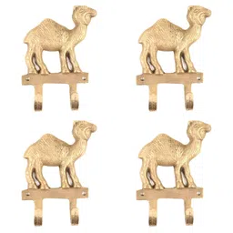 IndianShelf Gold Toned 4 Piece Brass Camel Wall Hooks-image-39