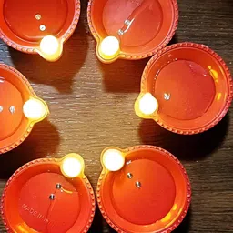 PUFFSMART 6-Pcs Brown Textured Diya Pooja Essentials-picture-21