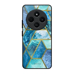 QRIOH Turquoise Geometrical Marble Real Printed Redmi 14C 5G Impact Resistant Back Case-picture-45