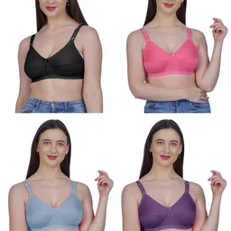 SHYAM SONS FLAIR Pack Of 4 Full Coverage Non Padded Minimizer Bra image 4