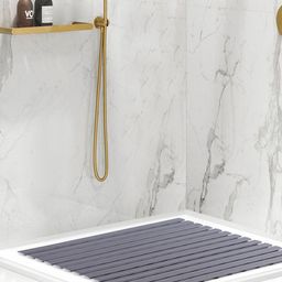 OBSESSIONS Charcoal Striped 110 GSM Anti-Skid Bath Rugs-image-23