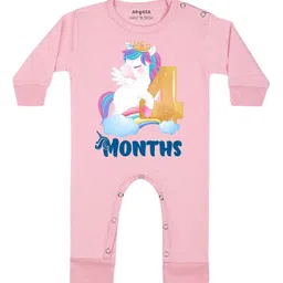 Arvesa Infants 4 Months Printed Round Neck Rompers-image-14