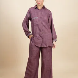 Arsa couture Women Long Sleeves Shirt With Trouser Co-ord Set-image-7