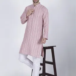 JASHNA Men Pink Kurtas-image-52