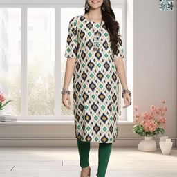 HERE&NOW Selection Of 2 Ethnic Motifs Printed Round Neck Straight Kurtas-picture-19