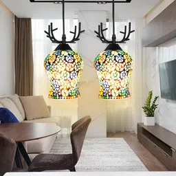 KINIS Black & White 2 Pieces Textured Quirky Ceiling Lamp-19