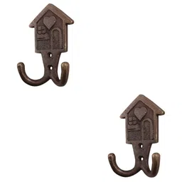 IndianShelf Brown 2 Pieces Textured Iron Wall Hooks-27