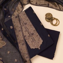 Koskii Ethnic Motifs Embroidered Pure Silk Unstitched Dress Material-image-55