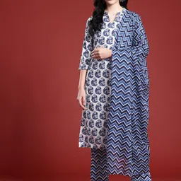 Anouk Ethnic Motifs Printed Regular Kurta with Trousers & With Dupatta-14