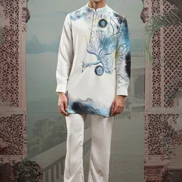 ASUKA Men Abstract Printed Silk Kurta with Trousers-picture-16