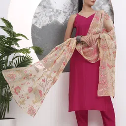 Yufta Straight Kurta With Trousers & Dupatta-picture-34