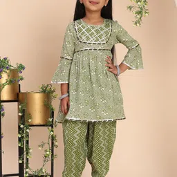 Cutiekins Girls Bell Sleeves Gotta Patti Kurta with Dhoti Pants-image-16