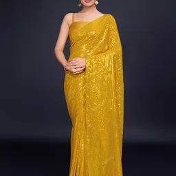 DIVASTRI Embellished Embroidered Sequinned Pure Georgette Saree-picture-32