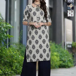 Moda Rapido Selection Of 4 Ethnic Motifs Printed Round Neck Straight Kurtas-picture-7