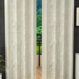 Stella Creations Cream-Coloured 2 Pieces Floral Printed Door Curtains-image-58