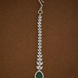 Kushal's Fashion Jewellery Rhodium-Plated Artificial Stones and Beads Studded Maang Tikka Head Jewellery-41