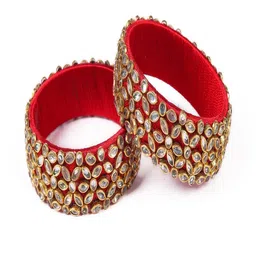 Saumakshi Set of 2 Maroon Silk Thread Kada-image-74