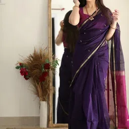 BlueRang Woven Design Zari Silk Blend Banarasi Saree-image-18