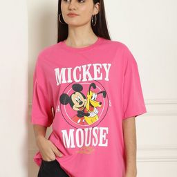 Dreambe Women Printed Drop-Shoulder Sleeves Applique T-shirt-image-73