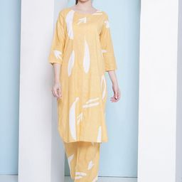 LABEL KASHI Women Printed Regular Pure Cotton Kurta with Trousers-picture-42