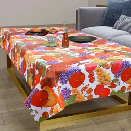 LooMantha White & Red Fruits Printed Waterproof 2-Seater Table Cover-50