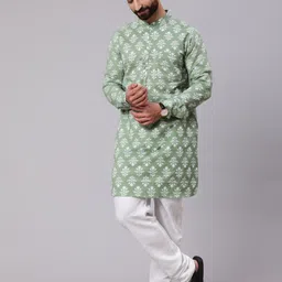 AKS Men Printed Indie Florals Anarkali Kurta-image-4