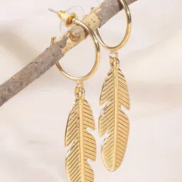 ELLE Gold-Plated Leaf Shaped Drop Earrings-15