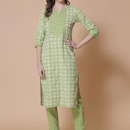 God Bless Women Floral Printed Gotta Patti Kurta with Trousers-picture-50