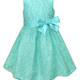 A T U N Girls Sea Green Lace Dress-picture-38