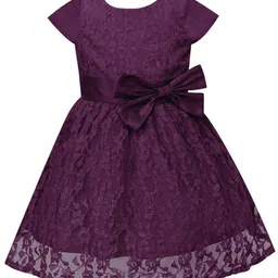 A T U N Girls Purple Lace Dress-21