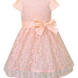 A.T.U.N. Girls Peach-Coloured Lace Fit and Flare Dress-image-24