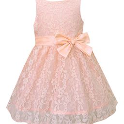 A T U N Peach-Coloured Floral Lace Dress-image-30