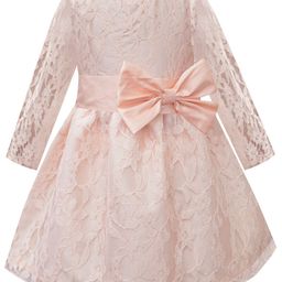A.T.U.N. Peach-Coloured Lace Frll Bow Dress-image-95