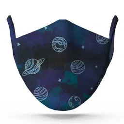 wHAT'S DOwn Blue Printed Cotton Reusable Face Mask-56