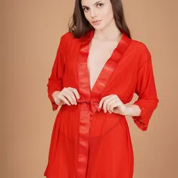 Shararat Overall Net & Satin Lace Robe-image-5