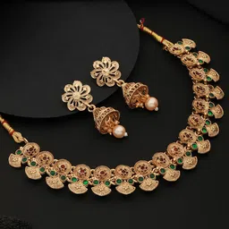 Aadvik Designs Gold-Plated Stones Studded & Beaded Necklace & Earrings-40