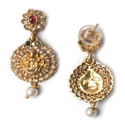 StileAdda Gold Plated Stone Studded Temple Jewellery Set image 5